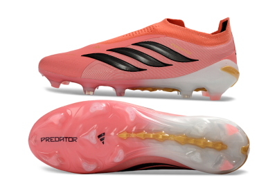 Adidas Predator 26 Elite Laceless FG Firm Ground Soccer Cleats - Pink/Coral Glow/Golden Vibe