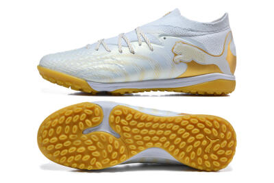 Puma Future 8 Ultimate TF Artificial Turf Soccer Shoes - White/Sunny Yellow/Golden Glow