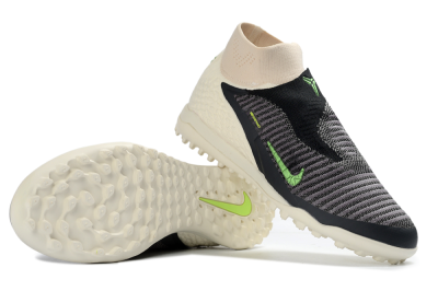 Nike Phantom 6 Elite High TF Artificial Turf Soccer Shoes - Black/Electric Green/Desert Sand