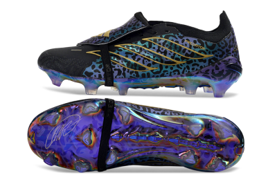 Adidas Predator 26 Elite Fold-Over Tongue FG Firm Ground Soccer Cleats - Black/Vibrant Purple/Gold