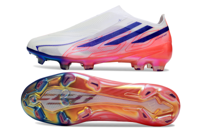 Adidas F50 Hyperfast 2026 World Cup Laceless Laceless FG Firm Ground Soccer Cleats - White/Coral Glow/Sapphire Haze