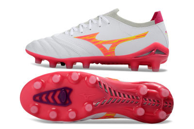 Mizuno Alpha 3 Elite FG Firm Ground Soccer Cleats - White/Fluorescent Pink/Neon Yellow