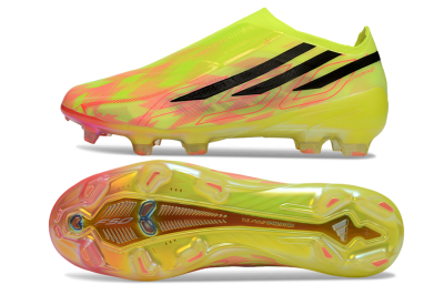 Adidas F50 Hyperfast 2026 World Cup Laceless FG Firm Ground Soccer Cleats - Yellow/Lime Burst/Radiant Pink