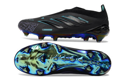 Adidas Predator 26 Elite Laceless FG Firm Ground Soccer Cleats - Black/Iridescent Blue/Neon Teal