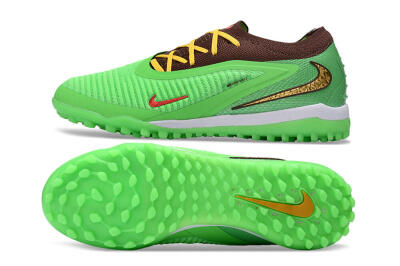 Nike Phantom 6 Elite Low TF Artificial Turf Soccer Shoes - Green/Lime Green/Brown