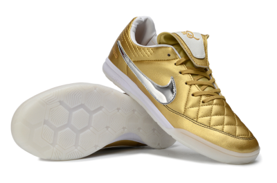 Nike Tiempo Legend SE IC Indoor & Futsal Soccer Shoes - Gold/Metallic Silver/Classic White
