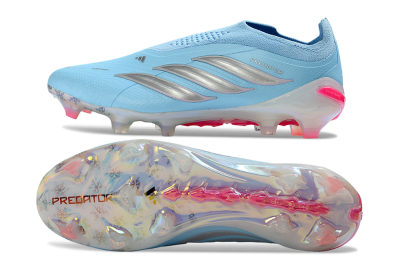 Adidas Predator 26 Elite Laceless FG Firm Ground Soccer Cleats - Blue/Icy Blue/Hot Pink