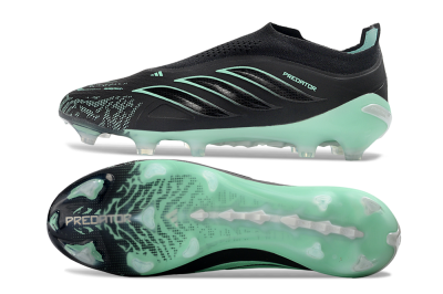 Adidas Predator 26 Elite Laceless FG Firm Ground Soccer Cleats - Black/Aqua Mist/Onyx Black