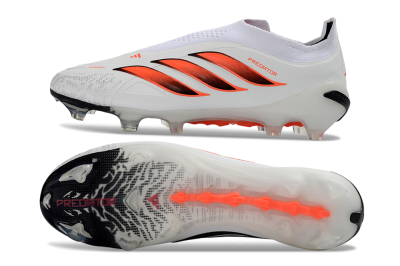 Adidas Predator 26 Elite Laceless FG Firm Ground Soccer Cleats - White/Flame Orange/Black