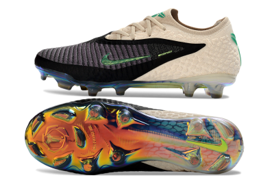 Nike Phantom 6 Elite Low FG Firm Ground Soccer Cleats - Black/Gleaming Green/Champagne White