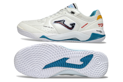 Joma Top Flex IC Indoor & Futsal Soccer Shoes - White/Ocean Blue/Sunshine Yellow