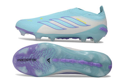 Adidas Predator 26 Elite Laceless FG Firm Ground Soccer Cleats - Aqua/Sky Blue/Lavender
