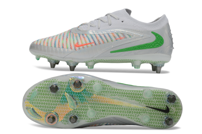 Nike Phantom 6 Elite Low SG Soft Ground Soccer Cleats - Silver/Metallic Silver/Electric Green