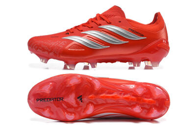 Adidas Predator 26 Elite FG Firm Ground Soccer Cleats - Red/Solar Red/Metallic Silver