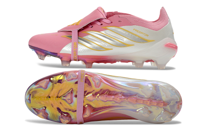 Adidas Predator 26 Elite Fold-Over Tongue FG Firm Ground Soccer Cleats - Pink/Blush Pink/Metallic Silver