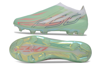 Adidas F50 Hyperfast Elite Laceless FG Firm Ground Soccer Cleats - Green/Mint/Iridescent