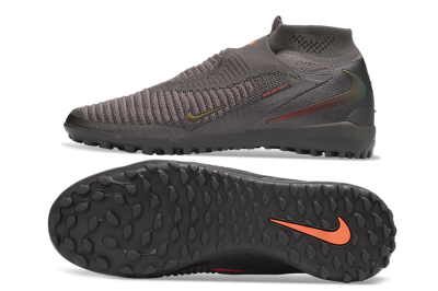 Nike Phantom 6 Elite High TF Artificial Turf Soccer Shoes - Grey/Iron Grey/Total Orange