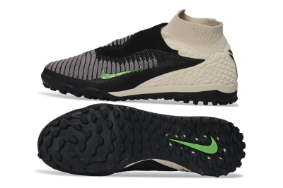 Nike Phantom 6 Elite High TF Artificial Turf Soccer Shoes - Black/Light Cream/Electric Green