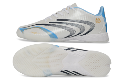 Adidas F50 Elite Tunit IC Indoor & Futsal Soccer Shoes - White/Sky Blue/Navy