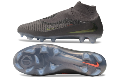 Nike Phantom 6 Elite High FG Firm Ground Soccer Cleats - Grey/Dark Smoke/Metallic Olive