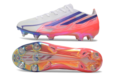 Adidas F50 Hyperfast Elite SG Soft Ground Soccer Cleats - White/Lucid Blue/Solar Red