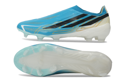 Adidas F50 Hyperfast Elite Laceless FG Firm Ground Soccer Cleats - Blue/Lucid Blue/White