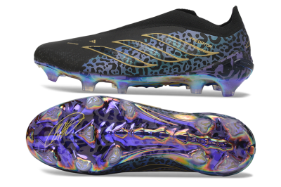 Adidas Predator 26 Elite Laceless FG Firm Ground Soccer Cleats - Black/Core Black/Iridescent Purple