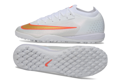 Nike Air Zoom Mercurial Vapor 17 Elite TF Artificial Turf Soccer Shoes - White/Metallic Gold/Bright Crimson