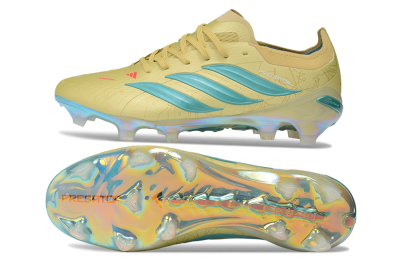Adidas Predator 26 Elite FG Firm Ground Soccer Cleats - Gold/Champagne Gold/Teal Tint