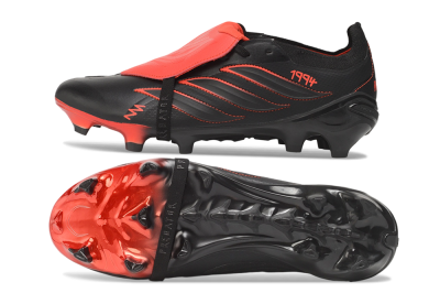 Adidas Predator 26 Elite Fold-Over Tongue FG Firm Ground Soccer Cleats - Black/Core Black/Solar Red