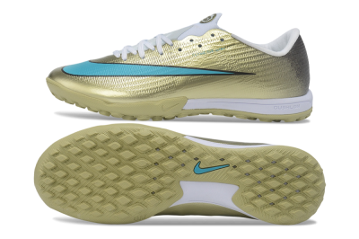 Nike Air Zoom Mercurial Superfly 11 Elite TF Artificial Turf Soccer Shoes - Gold/Metallic Gold/Chlorine Blue