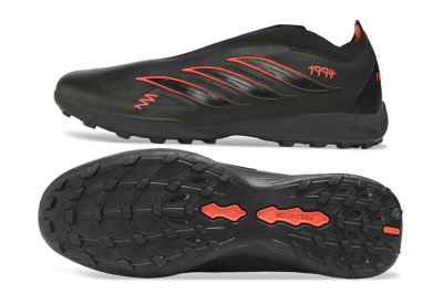Adidas Predator 26 Elite Laceless TF Artificial Turf Soccer Shoes - Black/Core Black/Solar Red