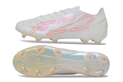 Adidas F50 Hyperfast Evo FG Firm Ground Soccer Cleats - White/Ivory Pearl/Solar Pink