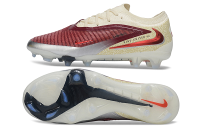 Nike Phantom 6 Elite Low FG Firm Ground Soccer Cleats - Red/Cream/Metallic Silver