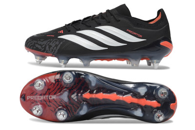 Adidas Predator 26 Elite SG Soft Ground Soccer Cleats - Black/Electric Red/Steel Grey