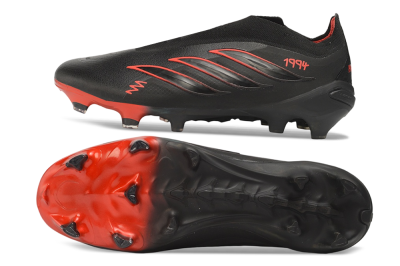 Adidas Predator 26 Elite Laceless FG Firm Ground Soccer Cleats - Black/Core Black/Solar Red