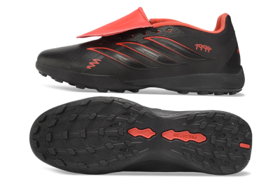 Adidas Predator 26 Elite Fold-Over Tongue TF Artificial Turf Soccer Shoes - Black/Core Black/Solar Red