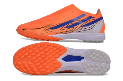 Adidas F50 Hyperfast Elite Laceless TF Artificial Turf Soccer Shoes - Orange/Solar Orange/Lucid Blue