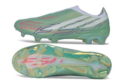 Adidas F50 Hyperfast Elite Laceless FG Firm Ground Soccer Cleats - Green/Mint Rush/Solar Red