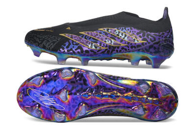 Adidas Predator 26 Elite Laceless FG Firm Ground Soccer Cleats - Black/Core Black/Metallic Purple