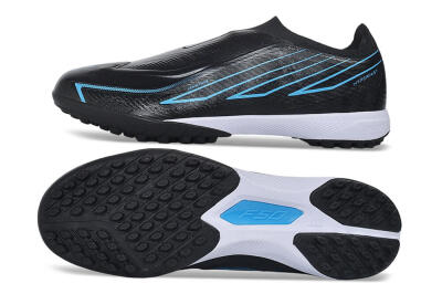 Adidas F50 Hyperfast Elite Laceless TF Artificial Turf Soccer Shoes - Black/Core Black/Lucid Blue