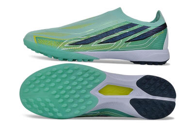Adidas F50 Hyperfast Elite Laceless TF Artificial Turf Soccer Shoes - Green/Mint Green/Midnight Navy