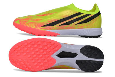 Adidas F50 Hyperfast Elite Laceless TF Artificial Turf Soccer Shoes - Yellow/Neon Green/Radiant Pink