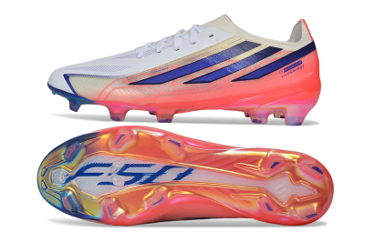 Adidas F50 Hyperfast Elite FG Firm Ground Soccer Cleats - White/Solar Red/Lucid Blue