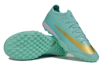 Nike Air Zoom Mercurial Vapor 17 Elite TF Artificial Turf Soccer Shoes - Turquoise/Mint Green/Metallic Gold