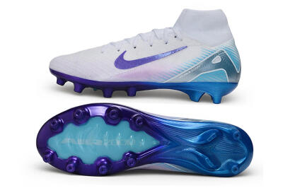 Nike Air Zoom Mercurial Superfly 10 Elite AG Artificial Grass Soccer Cleats - White/Brilliant White/Psychic Purple