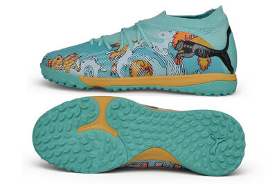 Puma Future 9 Ultimate TF Artificial Turf Soccer Shoes - Turquoise/Island Paradise/Golden Hour