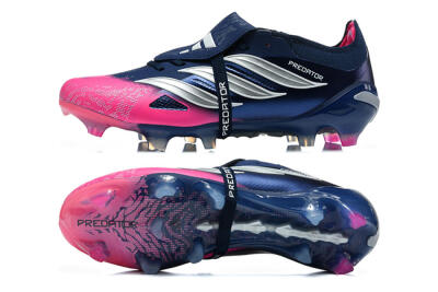 Adidas Predator 26 Elite Fold-Over Tongue FG Firm Ground Soccer Cleats - Blue/Midnight Navy/Lucid Pink