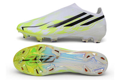 Adidas F50 Hyperfast Elite Laceless FG Firm Ground Soccer Cleats - White/White/Lucid Lemon