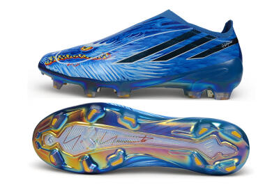 Adidas F50 Hyperfast Elite Laceless FG Firm Ground Soccer Cleats - Blue/Royal Blue/Metallic Gold